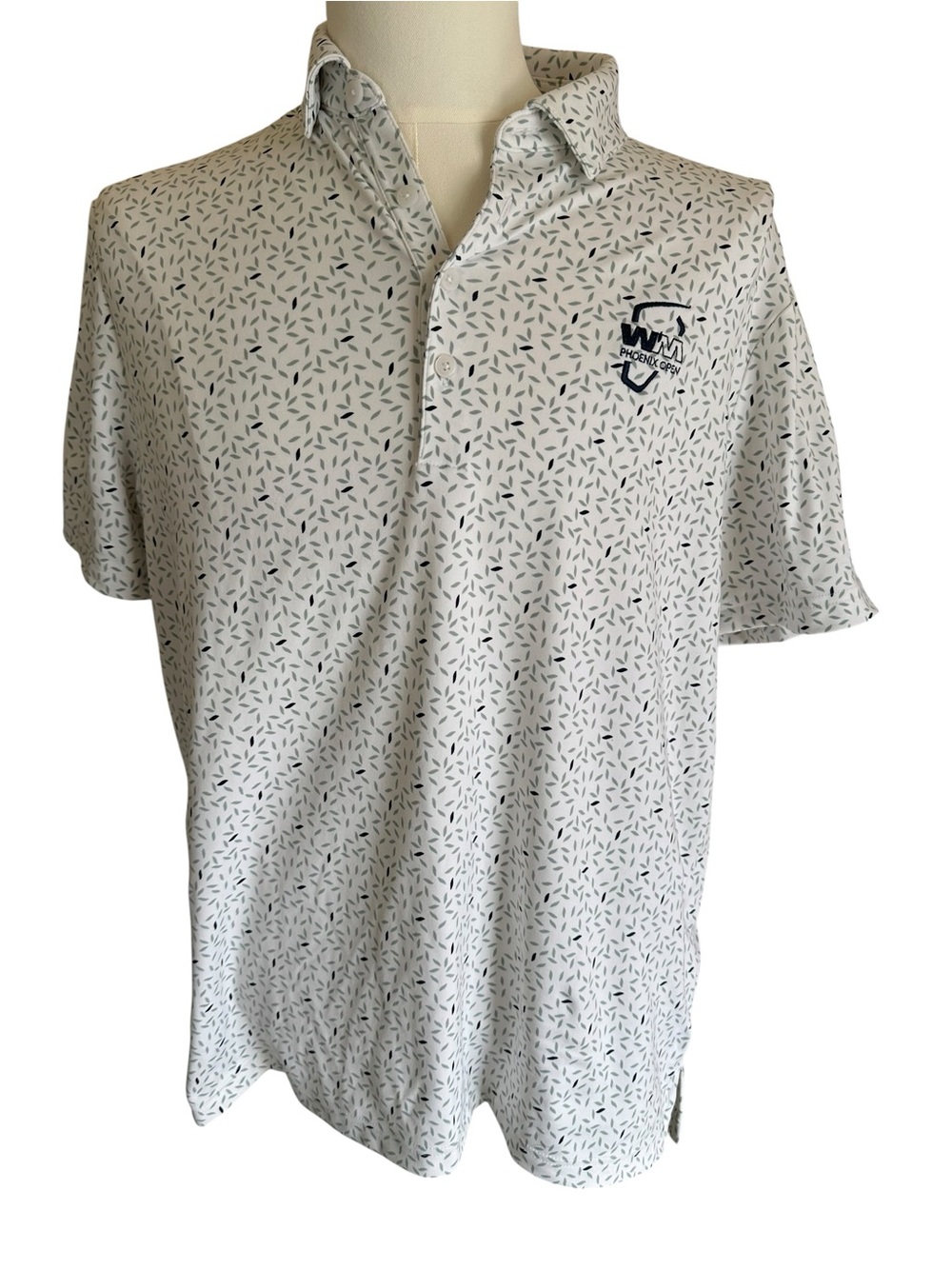 Adidas men’s White Patterned Short-Sleeve Polo